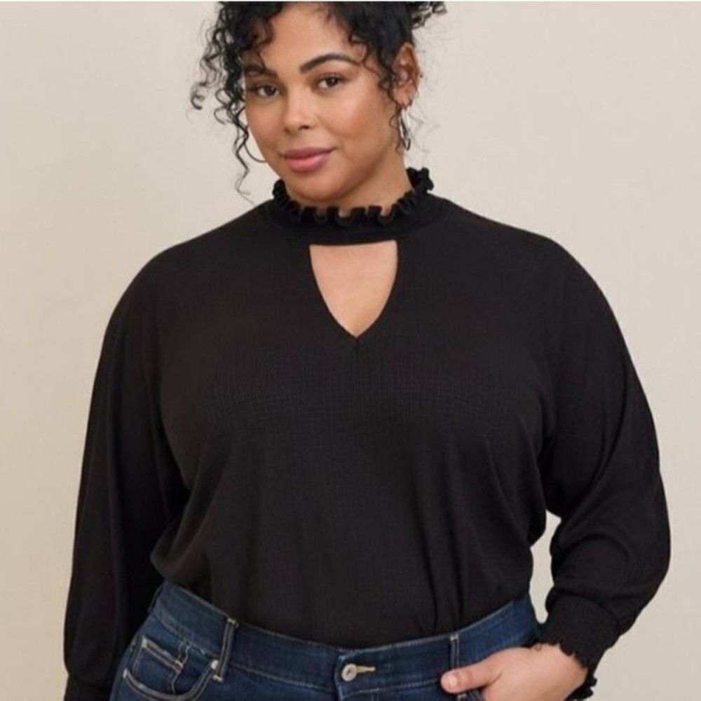 Torrid Textured Jersey Choker Neck Top 2X 3X